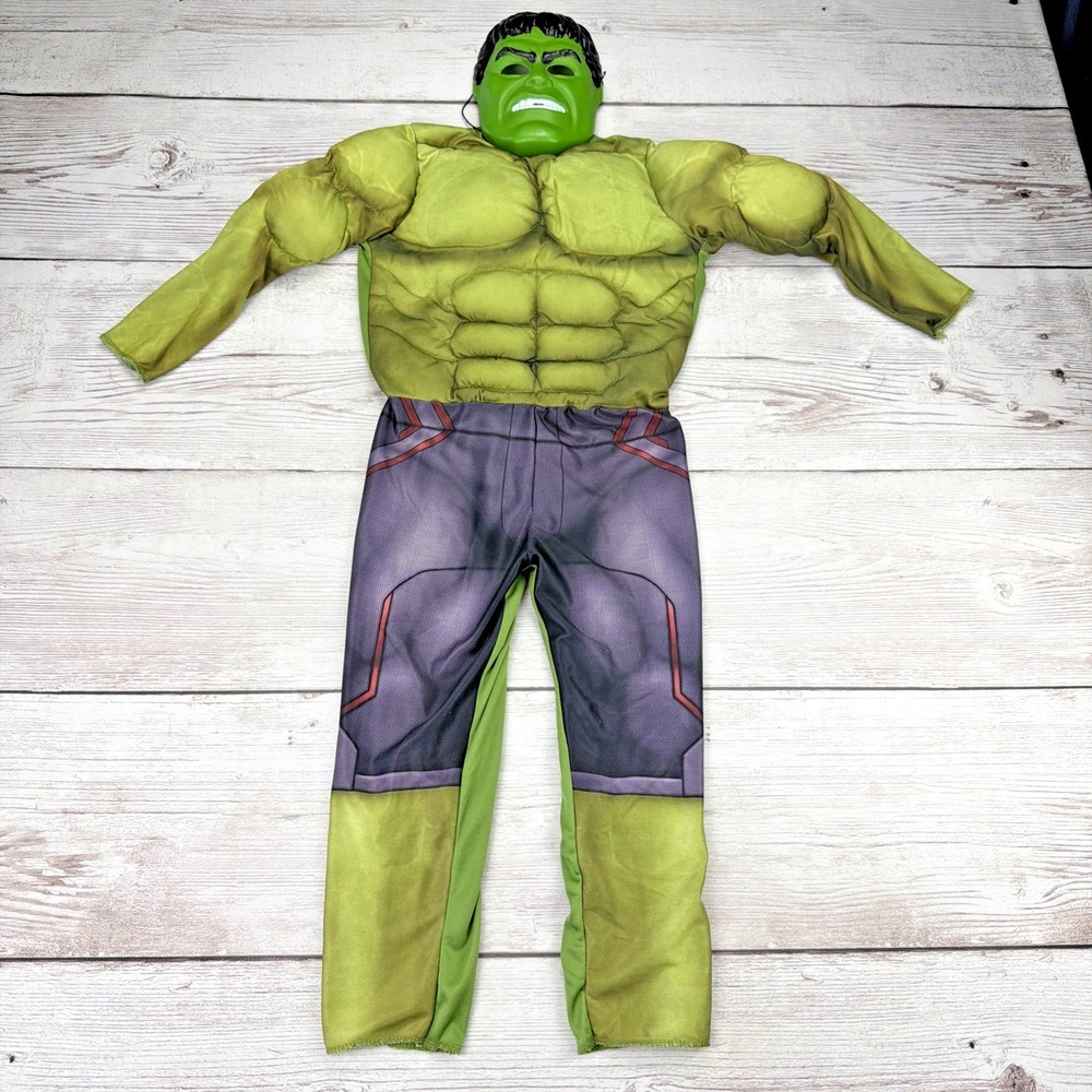 Rubies Hulk Costume Child SM 4T Green Avengers Age of Ultron Muscle Chest Mask